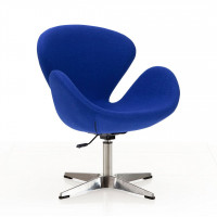 Manhattan Comfort AC038-BL Raspberry Blue and Polished Chrome Wool Blend Adjustable Swivel Chair